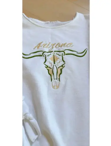 Vintage 90s Sweatshirt Western Wear Size large Boho Cowgirl Steer Arizona Logo White Size M