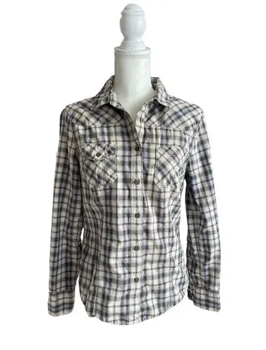 ALLSAINTS Spitalfields Parson Button Down Plaid Women Shirt Size 8 Western Rodeo