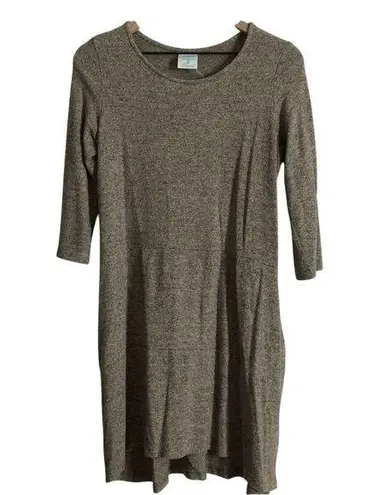 Freeloader Knit Brown Gray Lightweight Knee Length Shift Sweater Dress