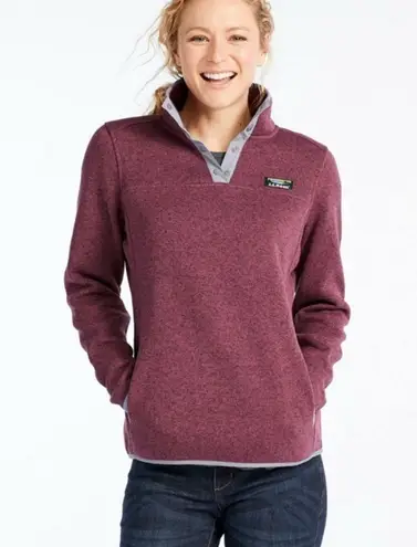L.L. BEAN Women’s Sweater Fleece Pullover in Raisin Purple Size S