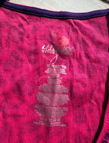 Miley Cyrus Y2K Max Azria Pink Heart Print Ribbed Tank Top Sz XL 2000s Punk Rock