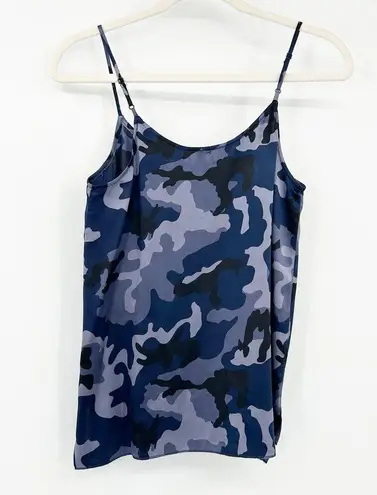 ATM Anthony Thomas Melillo Womens 100% Silk Cami Camo Satin Chic Tank Top Size S Blue