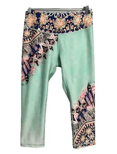 Calia Pants Womens Medium Havana Boho Capri Leggings Green Limited Edition Gym