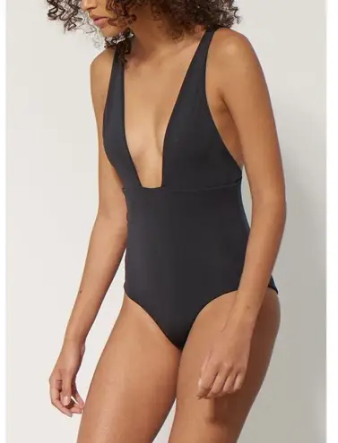 Mara Hoffman Audrey Black Plunge Neck One Piece Swimsuit Size Medium