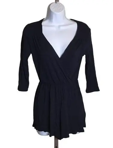 Rolla Coster Women's Shorts Romper Sz. Sm V-Neck 3/4 Sleeve Navy Blue EUC