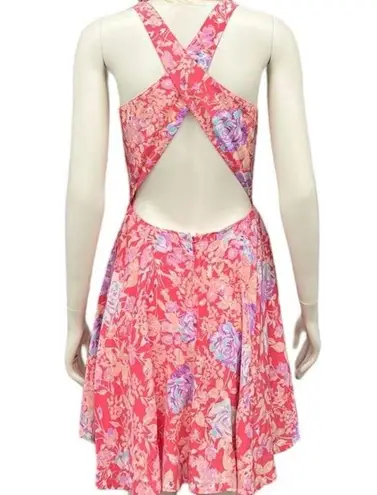 Yumi Kim  Silk Cross-back floral mini dress in Coral size XS NWT