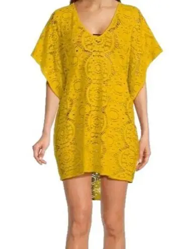 Sunshine 79 Womens Crochet Oversize Yellow Top V