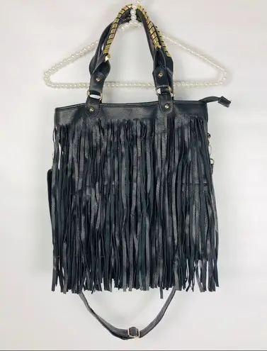 TASSEL PURSE | Tassel Boho Tote Purse Black