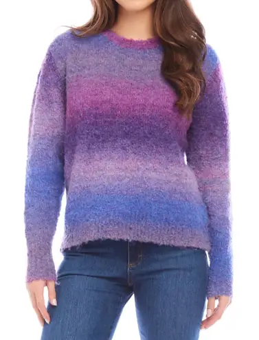 Karen Kane Sweater Purple Blue Ombre Fuzzy Knit Womens Size L