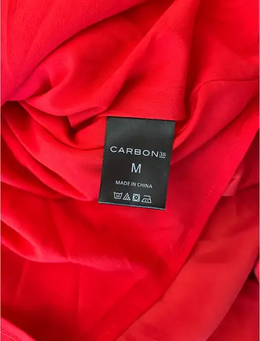 Carbon 38 Red Satin Midi Skirt