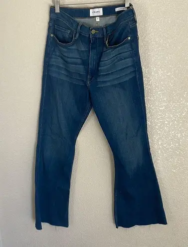 frame denim  Le Crop Raw Edge Flare Cropped Jeans Size 30