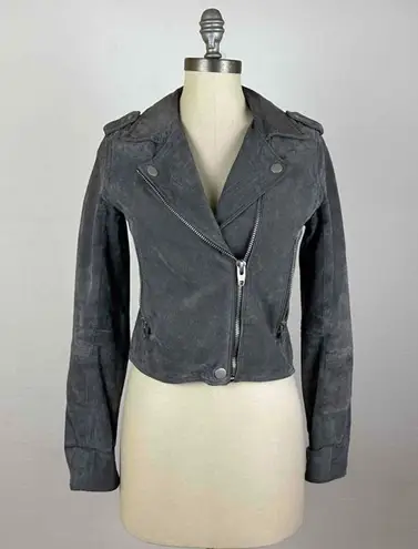 C&C California Leather Biker Epaulet Jacket Size XS Gray