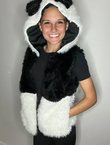 Spirit Halloween Faux Fur Panda Vest Size S/M