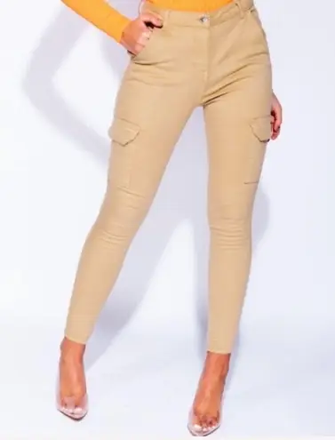 Khaki Side Pocket Detail Cargo Jeans NWT Tan Size 2