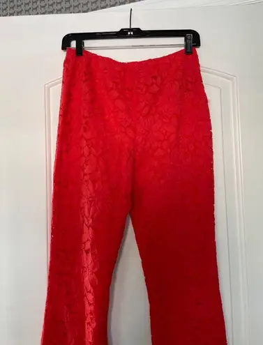 NEW FREE PEOPLE LACE CROP FLARE PANTS IN RED SIZE S!
