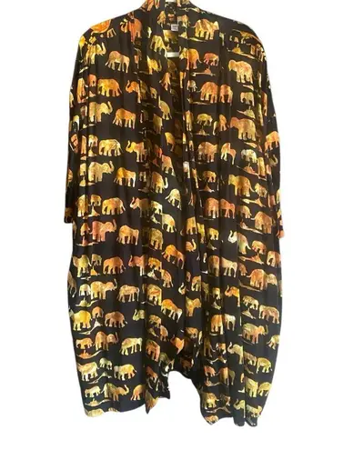 Van Klee Elephant Print Boho Kimono with Pockets. One size Gold Size undefined - Image 1