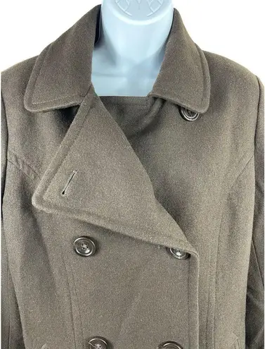 Anne Klein  Brown Double Breasted Short Length Wool Blend M Lined Peacoat