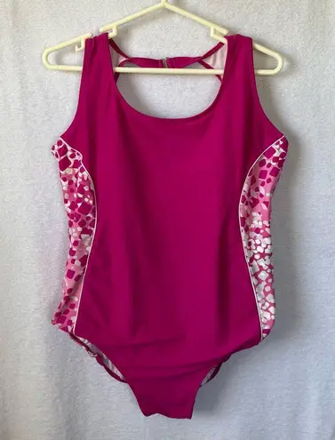 Catalina size 1X magenta pink one piece swimsuit