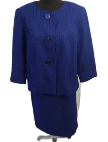 Vintage Isabella Skirt Suit Jacket Size 12 Career Church Blue Pencil Lined