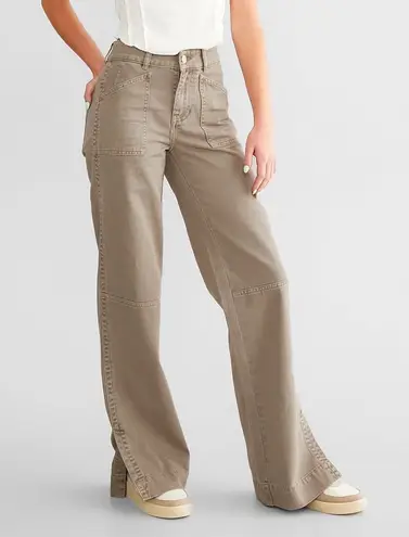 Gilded Intent 90s Wide Leg Pants Khaki Cargo Style Button Fly Size 25x34