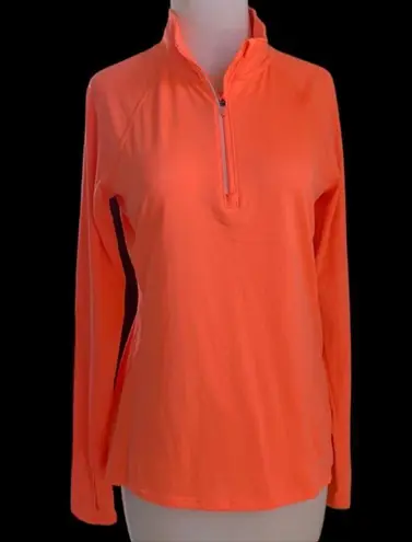 Danskin  Orange Long sleeve, 1/4 Zip, Athletic Top with Thumbholes.