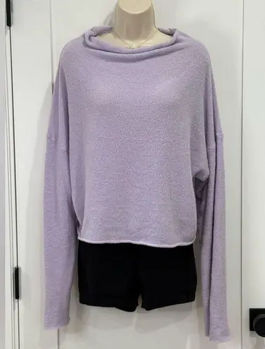 Free People  Celeste Sweater Funnel Neck Relaxed Dolman Sleeve Purple Size XS