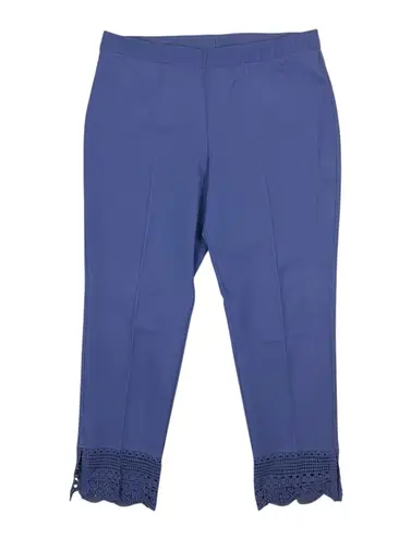 Isaac Mizrahi Live! 24/7 Stretch Pants with Crochet Hem Periwinkle Blue Size 16