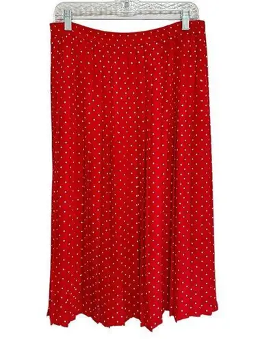 American Vintage Vintage Alfred Dunner Red and White Polka Dot Pleated Midi Skirt - Size 14