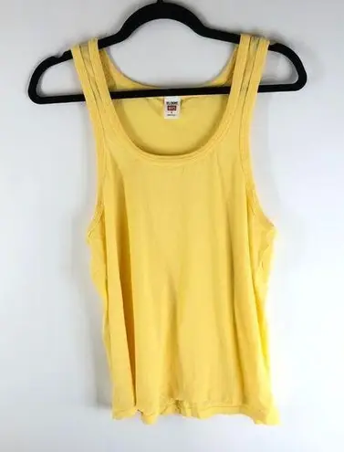 RE/DONE Hanes Womens Tank Top Sleeveless Scoop Neck Pullover Solid Yellow S