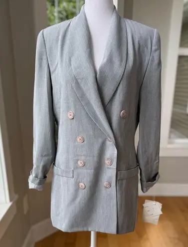 Vintage 90s J.G. Hook Gray Double Breasted Suit Jacket Blazer Made in USA Sz 6 Silver