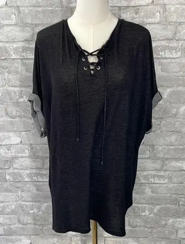 Tresics Femme Black Relaxed Tie Front T-Shirt