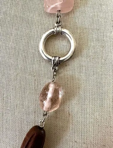 Cookie Lee Pink Beaded Silver Tone Link necklace