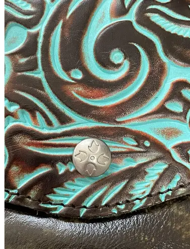Patricia Nash Tooled Turquoise Leather Envelope Clutch