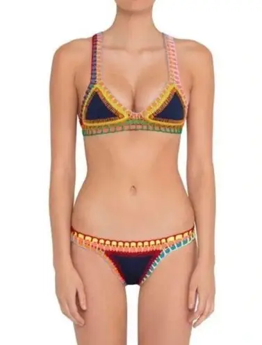 kiini  Swim Top Tasmin Crocheted Bright Colored Bikini Top Size Small