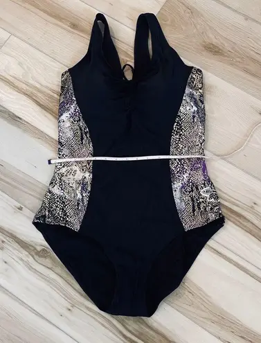 1Pc Swimsuit Ladies Tank Black Printed Side With Adjustable Back Tie Size XXL