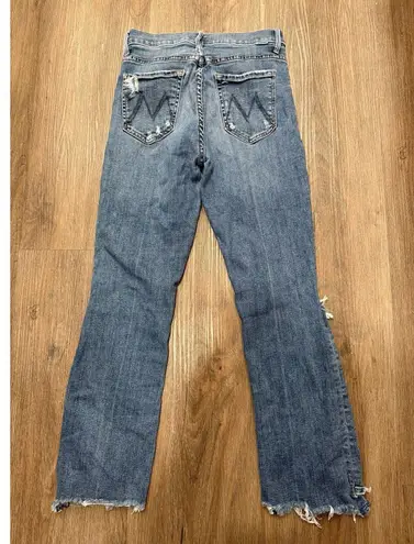 Mother The Insider Crop Step Chew in Dancing on Coals Distressed Blue Jeans Sz26 Size 26