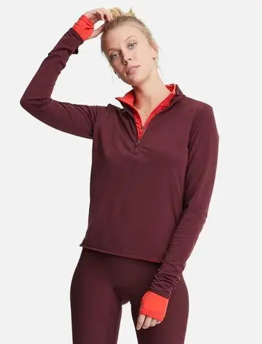 Bandier All Access Unison 1/4 Zip Up Long Sleeve Pullover in Port Royale Red Size M