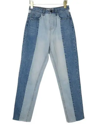 Stradivarius ASOS STR Two Tone High Rise Straight Leg Tapered Jeans Size 2