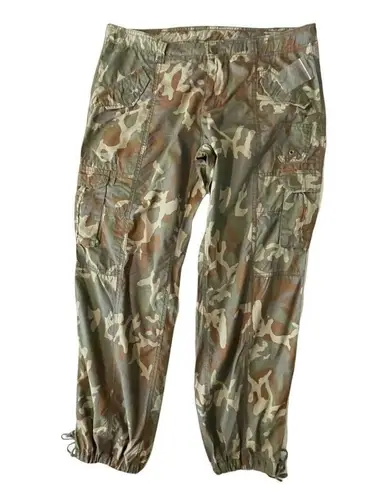 Norma Kamali  Women's Brown Camo  Cargo Jogger Drawstring Cuffs Pants Y2k Size 14