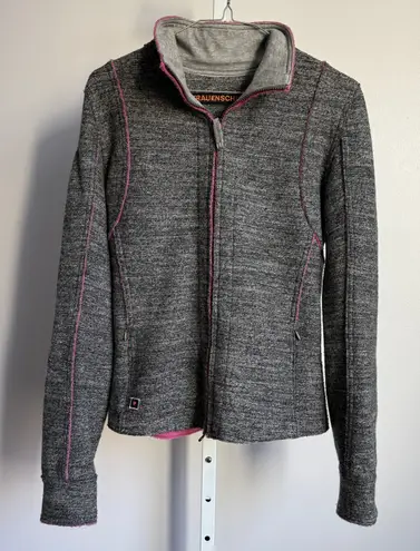 Frauenschuh 100% wool Zip Jacket outdoors Warm Up Pink Trim Gray sz XS