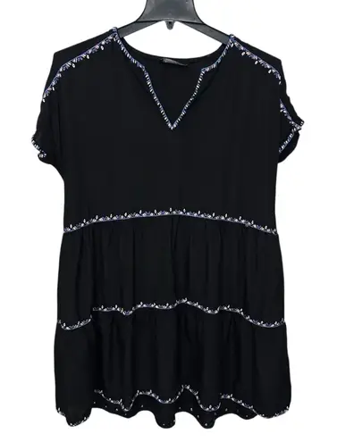 Hatch Dress Womens 1 Small Black Relaxed Tier Shift Pullover V Neck Pockets Size undefined