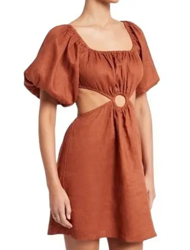 Faithfull the Brand Almero 100% Linen Dress Rust Size L Summer Boho Beach Party