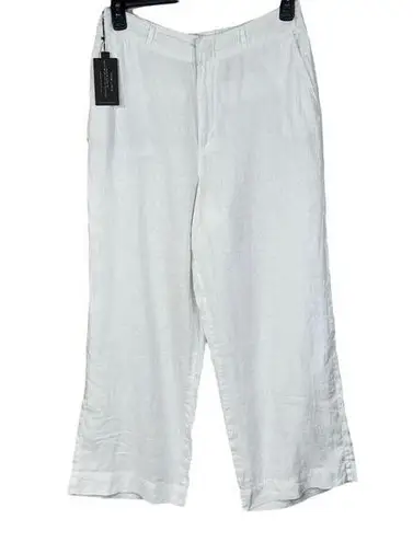 H by Halston Large Wide Leg Pants 100% Linen Zip-Fly Pockets Hi-Rise Lightweight