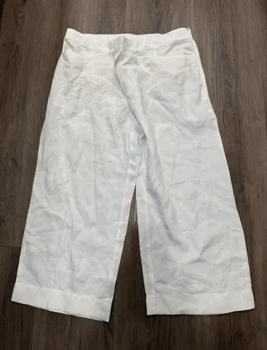 J Jill Pure Love Linen‎ Women's Cropped Pants White L 100% Linen Size L