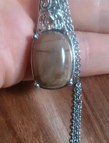 Cherry Creek Brazilian Citrine Platinum Bond Pendant Stainless Steel Necklace