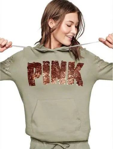 PINK - Victoria's Secret VS Pink Sage & Rose Gold Bling Hoodie