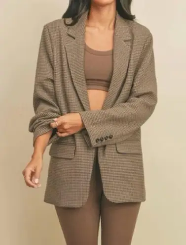 Staccato houndstooth open blazer tan brown multi colored women’s size small