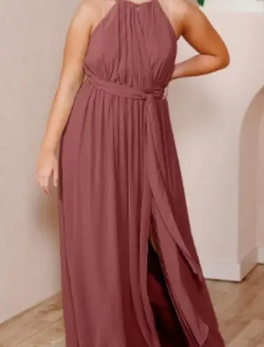 Revelry Eliza Chiffon Rosewood Pink Mauve Bridesmaids Prom Full Length Dress 2