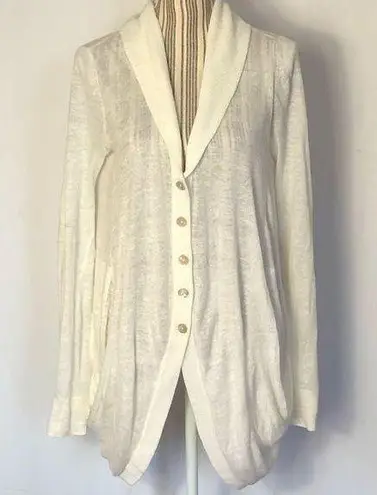 Inhabit off white lagenlook linen button cardigan Size M