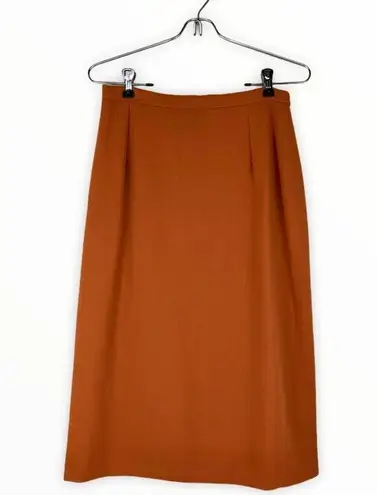 Max Mara Burnt Orange Wool Lined Pencil Midi Skirt size 6 made in Italy